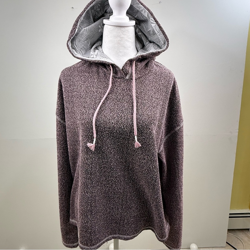 Reel Life Pink & Gray Floral Hooded pullover Cozy Heathered Hoodie size XL NWOT - Picture 8 of 10